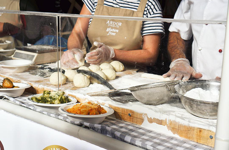 Gnocchi being made by chefs.